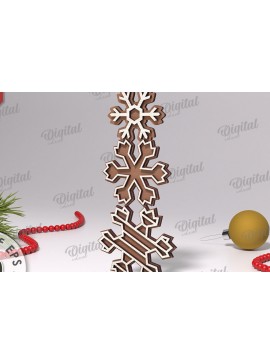 Σετ των 2 Intra απο ξύλο plywood 3mm-4mm πάχος Σχέδιο κοπής με λέιζερ Χριστουγεννιάτικες νιφάδες χιονιού Δίασταση 15x15 cm INTRAFABR-108440696