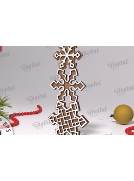 Σετ των 2 Intra απο ξύλο plywood 3mm-4mm πάχος Σχέδιο κοπής με λέιζερ Χριστουγεννιάτικες νιφάδες χιονιού Δίασταση 15x15 cm INTRAFABR-108440874