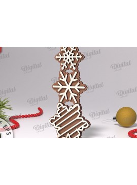 Σετ των 3 Intra απο ξύλο plywood 3mm-4mm πάχος Σχέδιο κοπής με λέιζερ Χριστουγεννιάτικες νιφάδες χιονιού Δίασταση 15x15 cm INTRAFABR-108439600