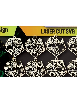 Σετ των 3 Intra απο ξύλο plywood 3mm-4mm πάχος στολιδιών με χριστουγεννιάτικες νιφάδες χιονιού Δίασταση 8x8 cm INTRAFABR-104756391