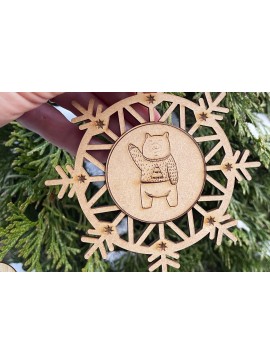 Σετ των 3 Intra απο ξύλο plywood 3mm-4mm πάχος στολιδιών με χριστουγεννιάτικες νιφάδες χιονιού Δίασταση 4x4 cm INTRAFABR-51025050