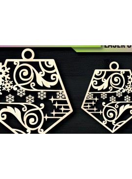 Σετ των 3 Intra απο ξύλο plywood 3mm-4mm πάχος Χριστουγεννιάτικα στολίδια με νιφάδες χιονιού Δίασταση 8x8 cm INTRAFABR-104670480