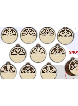 Σετ των 3 Intra απο ξύλο plywood 3mm-4mm πάχος Χριστουγεννιάτικες νιφάδες χιονιού Δίασταση 8x8 cm INTRAFABR-38995637