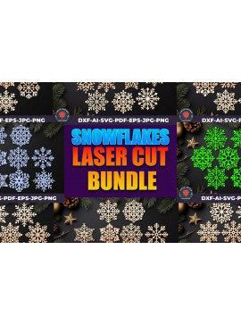 Σετ των 2 Intra απο ξύλο plywood 3mm-4mm πάχος Χριστουγεννιάτικο Snowflakes Mega Δίασταση 15x15 cm INTRAFABR-109812882