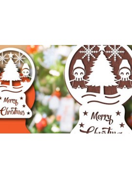 Σετ των 3 Intra απο ξύλο plywood 3mm-4mm πάχος Christmas Snowglobe PaperCut Δίασταση 15x15 cm INTRAFABR-80689143