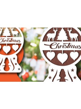 Σετ των 2 Intra απο ξύλο plywood 3mm-4mm πάχος Christmas Snowglobe PaperCut Δίασταση 15x15 cm INTRAFABR-80689107
