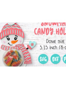 Σετ των 3 Intra απο ξύλο plywood 3mm-4mm πάχος Χριστουγεννιάτικος θόλος καραμελών χιονάνθρωπος Δίασταση 8x8 cm INTRAFABR-51646246