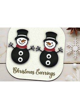 Σετ των 3 Intra απο ξύλο plywood 3mm-4mm πάχος Χριστουγεννιάτικα σκουλαρίκια κομμένα με λέιζερ χιονάνθρωπος. Δίασταση 4x4 cm INTRAFABR-110012086