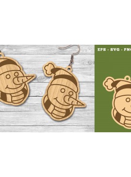 Σετ των 3 Intra απο ξύλο plywood 3mm-4mm πάχος Χριστουγεννιάτικα σκουλαρίκια με λέιζερ χιονάνθρωπος Δίασταση 3x3 cm INTRAFABR-111785503