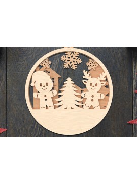Σετ των 3 Intra απο ξύλο plywood 3mm-4mm πάχος Χριστουγεννιάτικο στολίδι χιονάνθρωπος κομμένο με λέιζερ Δίασταση 8x8 cm INTRAFABR-106791195