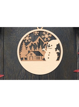 Σετ των 3 Intra απο ξύλο plywood 3mm-4mm πάχος Χριστουγεννιάτικο στολίδι χιονάνθρωπος κομμένο με λέιζερ Δίασταση 8x8 cm INTRAFABR-106791177