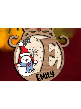 Σετ των 3 Intra απο ξύλο plywood 3mm-4mm πάχος Χριστουγεννιάτικο γράμμα χιονάνθρωπος E δώρο διακοπών Δίασταση 8x8 cm INTRAFABR-110407922