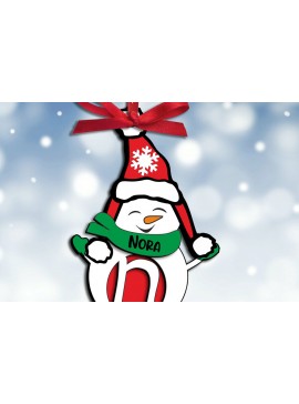 Σετ των 3 Intra απο ξύλο plywood 3mm-4mm πάχος Χριστουγεννιάτικο στολίδι δέντρου γράμμα N χιονάνθρωπος Δίασταση 8x8 cm INTRAFABR-110115935