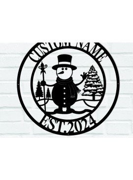 Σετ των 2 Intra απο ξύλο plywood 3mm-4mm πάχος Χριστουγεννιάτικη μεταλλική πινακίδα χιονάνθρωπος Δίασταση 15x15 cm INTRAFABR-111976323