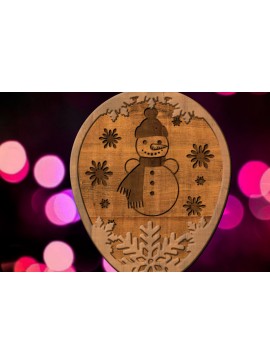 Σετ των 3 Intra απο ξύλο plywood 3mm-4mm πάχος Χριστουγεννιάτικο στολίδι χιονάνθρωπος, κομμένο πρότυπο Δίασταση 4x4 cm INTRAFABR-84732151