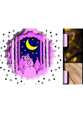 Σετ των 2 Intra απο ξύλο plywood 3mm-4mm πάχος Χριστουγεννιάτικο χιονάνθρωπο με αναδυόμενη κάρτα φεγγαριού Δίασταση 15x15 cm INTRAFABR-39033735