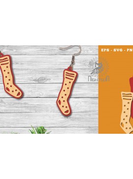 Σετ των 3 Intra απο ξύλο plywood 3mm-4mm πάχος Χριστουγεννιάτικα σκουλαρίκια κομμένα με λέιζερ κάλτσες 2 Δίασταση 3x3 cm INTRAFABR-112553438