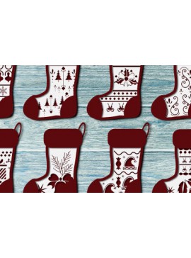 Σετ των 3 Intra απο ξύλο plywood 3mm-4mm πάχος Χριστουγεννιάτικη κάλτσα στολίδι 1130 Δίασταση 8x8 cm INTRAFABR-108761409