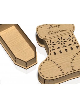 Σετ των 2 Intra απο ξύλο plywood 3mm-4mm πάχος Χριστουγεννιάτικη Κάλτσα X-mas Box Κουτί δώρου Δίασταση 15x15 cm INTRAFABR-39481625