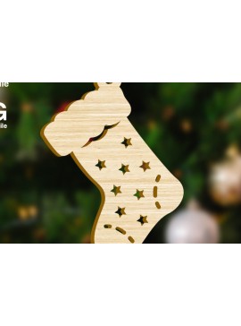 Σετ των 3 Intra απο ξύλο plywood 3mm-4mm πάχος Χριστουγεννιάτικη κάλτσα Χριστουγεννιάτικη διακόσμηση Δίασταση 3x4 cm INTRAFABR-47886230