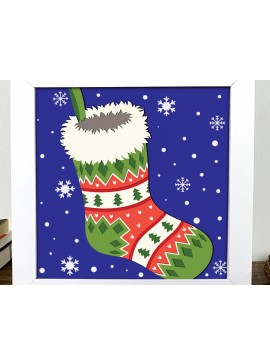 Σετ των 3 Intra απο ξύλο plywood 3mm-4mm πάχος Χριστουγεννιάτικες κάλτσες 3D Shadow Box Δίασταση 7x7 cm INTRAFABR-85759403