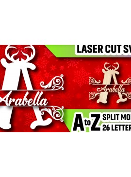 Σετ των 2 Intra απο ξύλο plywood 3mm-4mm πάχος Christmas Split Monogram Cut  Δίασταση 15x15 cm INTRAFABR-105150500