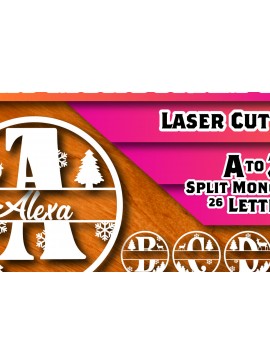 Σετ των 2 Intra απο ξύλο plywood 3mm-4mm πάχος Christmas Split Monogram Cut  Δίασταση 15x15 cm INTRAFABR-105041898