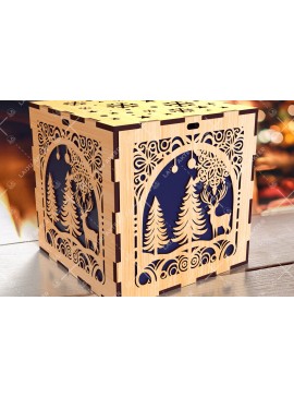 Σετ των 3 Intra απο ξύλο plywood 3mm-4mm πάχος Χριστουγεννιάτικο κουτί δώρου Squar με Δίασταση 4x4 cm INTRAFABR-108266920