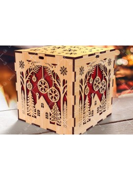 Σετ των 3 Intra απο ξύλο plywood 3mm-4mm πάχος Χριστουγεννιάτικο κουτί δώρου Squar με Δίασταση 4x4 cm INTRAFABR-108266949