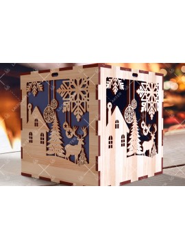 Σετ των 3 Intra απο ξύλο plywood 3mm-4mm πάχος Χριστουγεννιάτικο κουτί δώρου Squar με Δίασταση 4x4 cm INTRAFABR-108266909