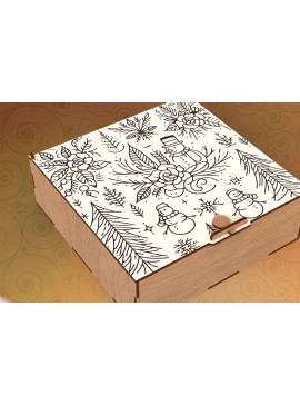 Σετ των 3 Intra απο ξύλο plywood 3mm-4mm πάχος Χριστουγεννιάτικο τετράγωνο κουτί με αρθρωτό κάλυμμα Δίασταση 15x15 cm INTRAFABR-109675649