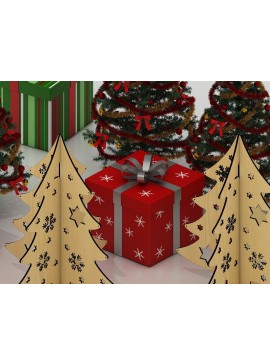 Σετ των 2 Intra απο ξύλο plywood 3mm-4mm πάχος Χριστουγεννιάτικα κομμένα όρθια δέντρα 2023 Δίασταση 30x20 cm INTRAFABR-39967916