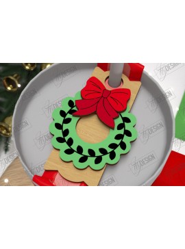 Σετ των 2 Intra απο ξύλο plywood 3mm-4mm πάχος Χριστούγεννα Stanley Topper | Ετικέτες ποτηριού Δίασταση 15x15 cm INTRAFABR-108442413