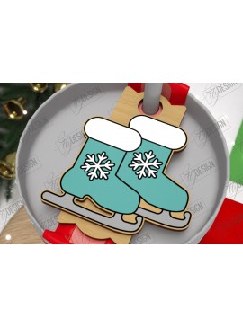 Σετ των 2 Intra απο ξύλο plywood 3mm-4mm πάχος Χριστούγεννα Stanley Topper | Ετικέτες ποτηριού Δίασταση 15x15 cm INTRAFABR-108442223