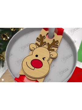 Σετ των 2 Intra απο ξύλο plywood 3mm-4mm πάχος Χριστούγεννα Stanley Topper | Ετικέτες ποτηριού Δίασταση 15x15 cm INTRAFABR-108442246