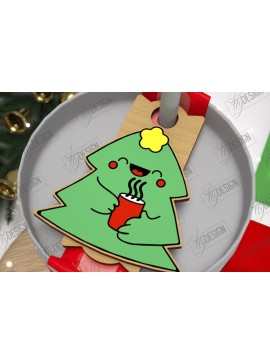 Σετ των 2 Intra απο ξύλο plywood 3mm-4mm πάχος Χριστούγεννα Stanley Topper | Ετικέτες ποτηριού Δίασταση 15x15 cm INTRAFABR-108442037