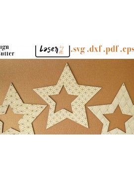 Σετ των 2 Intra απο ξύλο plywood 3mm-4mm πάχος Χριστουγεννιάτικο Star Big Deco File 4 Cut  Δίασταση 30x20 cm INTRAFABR-112168355