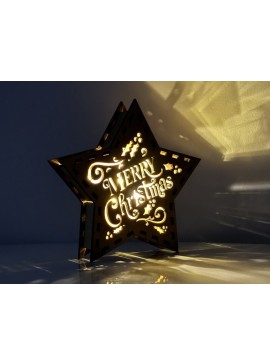 Σετ των 3 Intra απο ξύλο plywood 3mm-4mm πάχος Χριστουγεννιάτικο Αστέρι - Κηροπήγιο Δίασταση 15x15 cm INTRAFABR-107966248