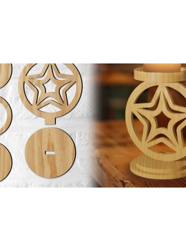 Σετ των 2 Intra απο ξύλο plywood 3mm-4mm πάχος Κηροπήγιο Χριστουγεννιάτικο Αστέρι Δίασταση 15x15 cm INTRAFABR-77069539