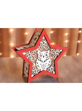 Σετ των 2 Intra απο ξύλο plywood 3mm-4mm πάχος Χριστουγεννιάτικο Αστέρι Φανάρι | Χριστουγεννιάτικη διακόσμηση Δίασταση 15x15 cm INTRAFABR-106380551
