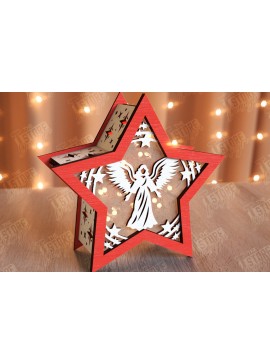 Σετ των 2 Intra απο ξύλο plywood 3mm-4mm πάχος Χριστουγεννιάτικο Αστέρι Φανάρι | Χριστουγεννιάτικη διακόσμηση Δίασταση 15x15 cm INTRAFABR-106380524