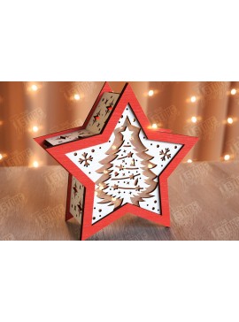 Σετ των 2 Intra απο ξύλο plywood 3mm-4mm πάχος Χριστουγεννιάτικο Αστέρι Φανάρι | Χριστουγεννιάτικη διακόσμηση Δίασταση 15x15 cm INTRAFABR-106380531