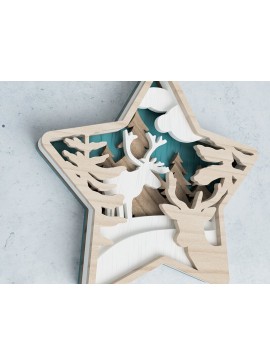 Σετ των 3 Intra απο ξύλο plywood 3mm-4mm πάχος Χριστουγεννιάτικο στολίδι αστεριών 3D Layered Δίασταση 100x100 cm INTRAFABR-49530735
