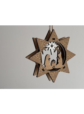 Σετ των 3 Intra απο ξύλο plywood 3mm-4mm πάχος Χριστουγεννιάτικο στολίδι αστεριών - Γέννηση Δίασταση 3x3 cm INTRAFABR-109662664