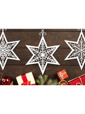 Σετ των 2 Intra απο ξύλο plywood 3mm-4mm πάχος Χριστουγεννιάτικο Star Paper Cut 1220 Δίασταση 15x15 cm INTRAFABR-111164918