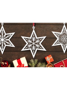 Σετ των 2 Intra απο ξύλο plywood 3mm-4mm πάχος Χριστουγεννιάτικο Αστέρι Paper Cut 1222 Δίασταση 15x15 cm INTRAFABR-111199921