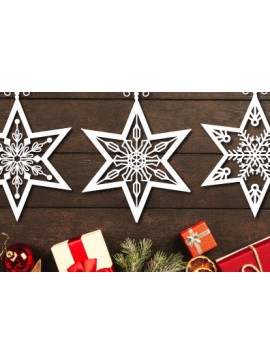 Σετ των 2 Intra απο ξύλο plywood 3mm-4mm πάχος Χριστουγεννιάτικο Αστέρι Paper Cut Bundle1200 Δίασταση 15x15 cm INTRAFABR-110501630