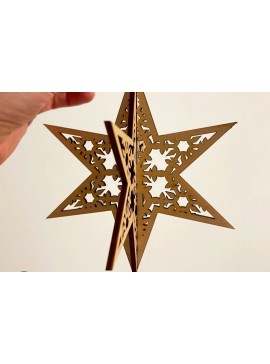 Σετ των 3 Intra απο ξύλο plywood 3mm-4mm πάχος ΧΡΙΣΤΟΥΓΕΝΝΙΑΤΙΚΑ ΑΣΤΕΡΙΑ, 3D Μοντέλο Διακόσμηση σπιτιού Δίασταση 3x3 cm INTRAFABR-82776065