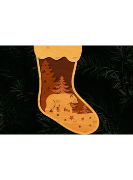 Σετ των 2 Intra απο ξύλο plywood 3mm-4mm πάχος Χριστουγεννιάτικη κάλτσα 3D σχέδιο κοπής με λέιζερ Δίασταση 15x15 cm INTRAFABR-109163947