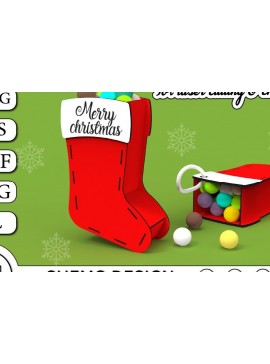 Σετ των 2 Intra απο ξύλο plywood 3mm-4mm πάχος Χριστουγεννιάτικη κάλτσα για Δίασταση 15x15 cm INTRAFABR-37888012